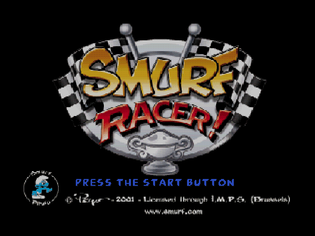 Smurf Racer title screen for Playstation